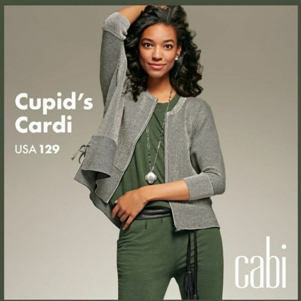 CABI 3526 Cupid's Cardigan Poncho Sweater 3/4 Sleeve Black Zip Up Women's Small